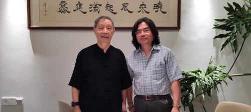 著名作家韩少功在海口会见加拿大中文作协主席燕飞